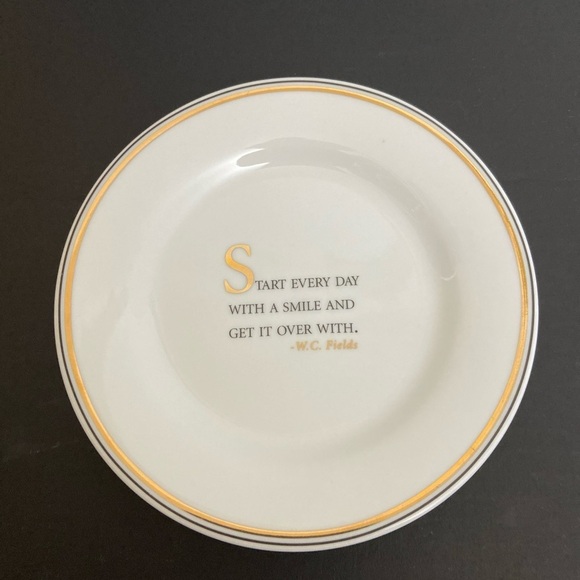 Restoration Hardware Plates Dessert Appetizer 7" D Famous Quotes White & Gold - Picture 2 of 10